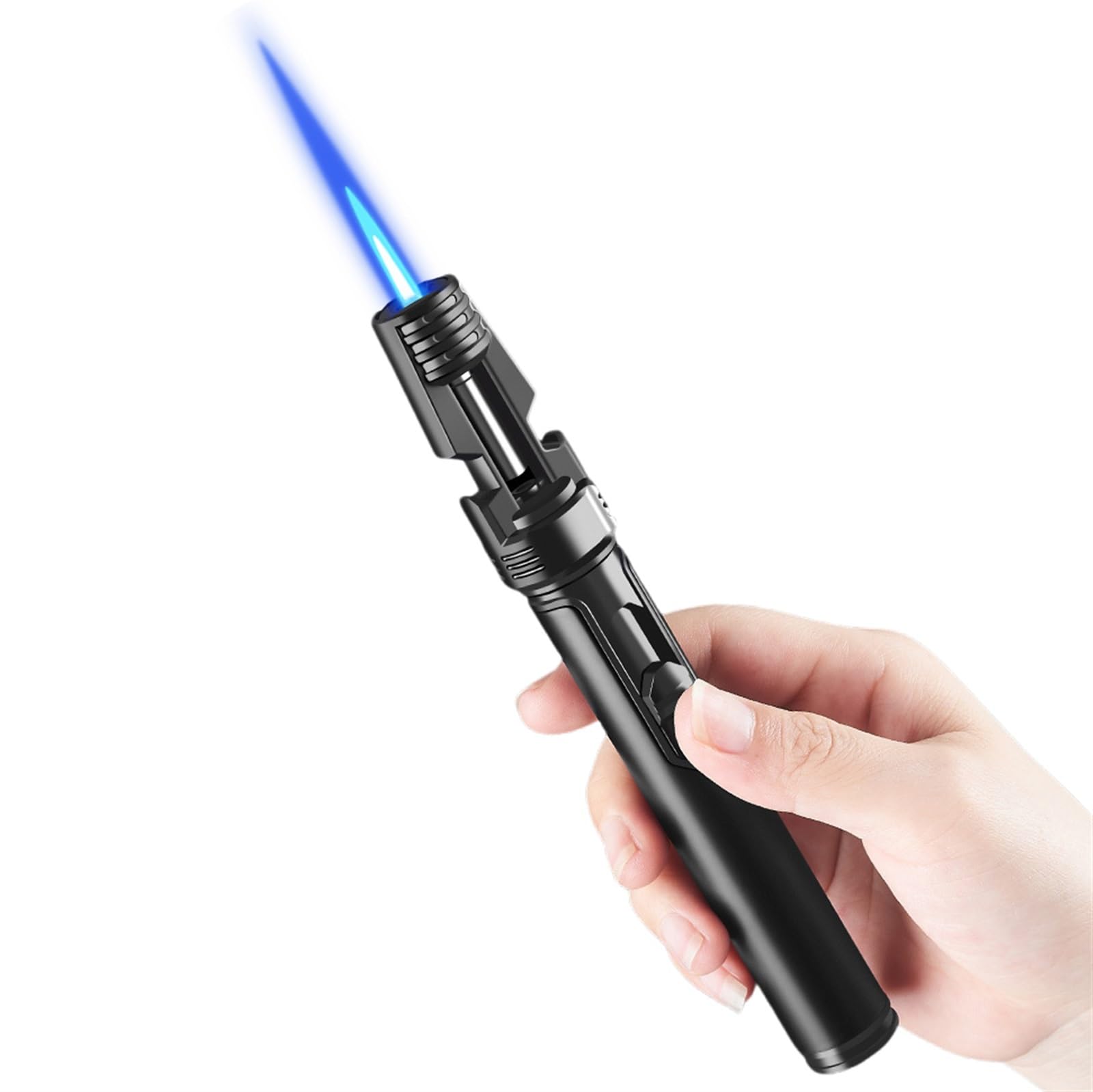 Torch Lighter, Windproof Jet Flame Lighter, Double Sided with Bottle Opener, Adjustable Flame Lighter, Refillable Butane Gas Lighter for Candle Campfire BBQ Baking, Camping, Gift(B)