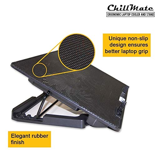 Image of Lapcare Ergonomic Laptop Cooler Cooling Pad and Stand High Power Double Colling Fan, 2 Port USB with Blue LED (Black)