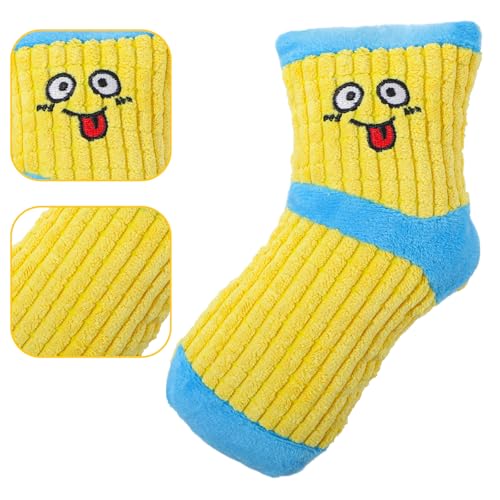 2 PCS Dog Toy Funny Dog Chew Toys Cute Expression Bite Toy Fun Sock Shape Stuffed Toys for Dogs Dental Health Small Medium Dogs