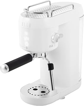 ELLE 1L Espresso Maker Latte and Cappuccino Maker with 20 Bar Pump Pressure and Illuminated Touch Button with Milk Frothing System and Cup Warmer 1400W White