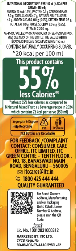 Image of B Natural Mixed Fruit No Added Sugar, 750ml