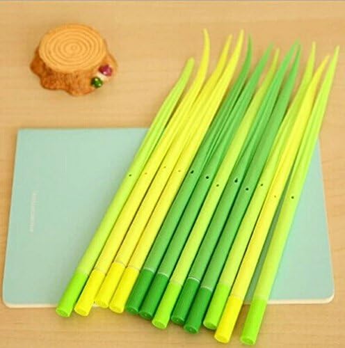 Generic Poo-leaf Forest Green Grass-blade Ballpoint Silicon Grass Pen Black Ink Pack of 12
