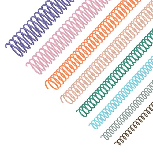 120 Pack Plastic Spiral Binding Coils Binder Binding Spirals Rings Multi Size Spiral Binding Wire Combs Spines Coils, 4:1 Pitch, 1/4 5/16 3/8 1/2 9/16 5/8 3/4 7/8 Inch (Pastel Color)