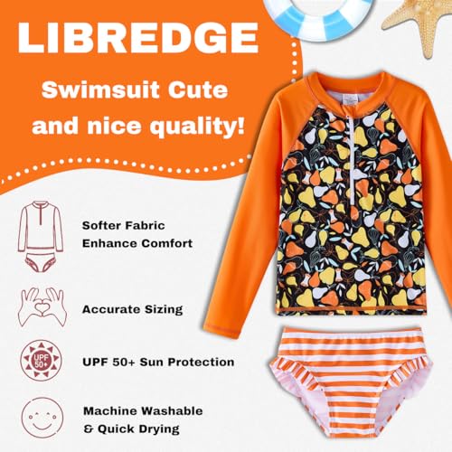 Image of Toddler Girls Swimsuit Rash Guard Sets 2-Piece Bathing Suits UPF 50+ Summer Kids Swimwear 2-7T