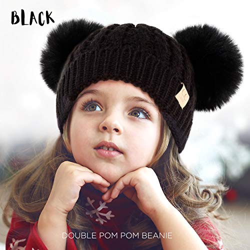 Image of C.C Exclusives Children Kid Double Pompom Knitted Beanie for Kids Ages 2-5 (KID-23)(KID-24)(KIDS-2055)