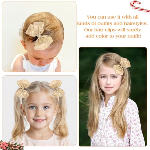 CN 4.5 Inch Gold Glitter Hair Bows for Girls Alligator Clips Sparkly Satin Hair Accessories for Kids Toddler Women on Birthday Wedding Christmas and Party