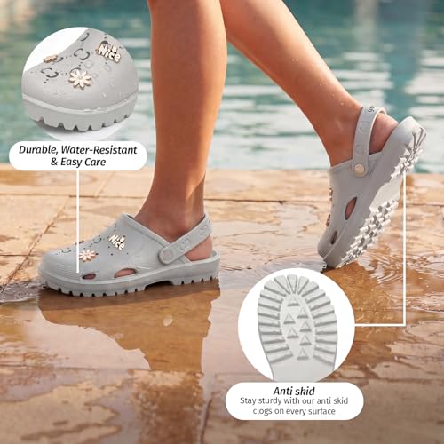 Image of YOHO Women's Clogs Mimo with Charms | Lightweight, Soft on Skin, Comfortable & Waterproof Monsoon Sandals | Everyday Use Footwear for ladies & Girls