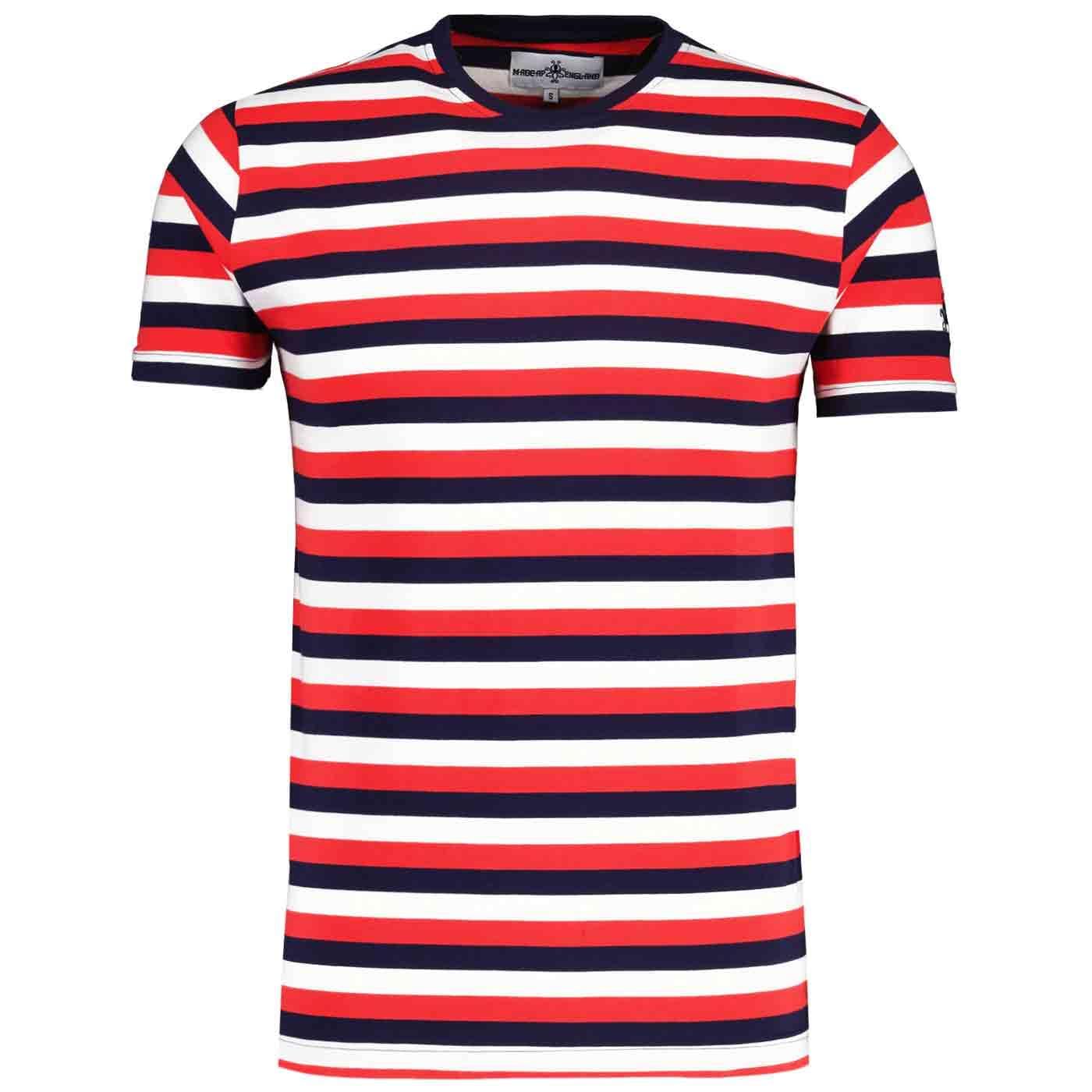 Madcap England Men's Retro Mod 60s 70s 80s Striped T-Shirt Slim
