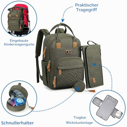 Dikaslon Großer Wickelrucksack Wickeltasche Kinderwagengurte für Eltern – Ansicht 2