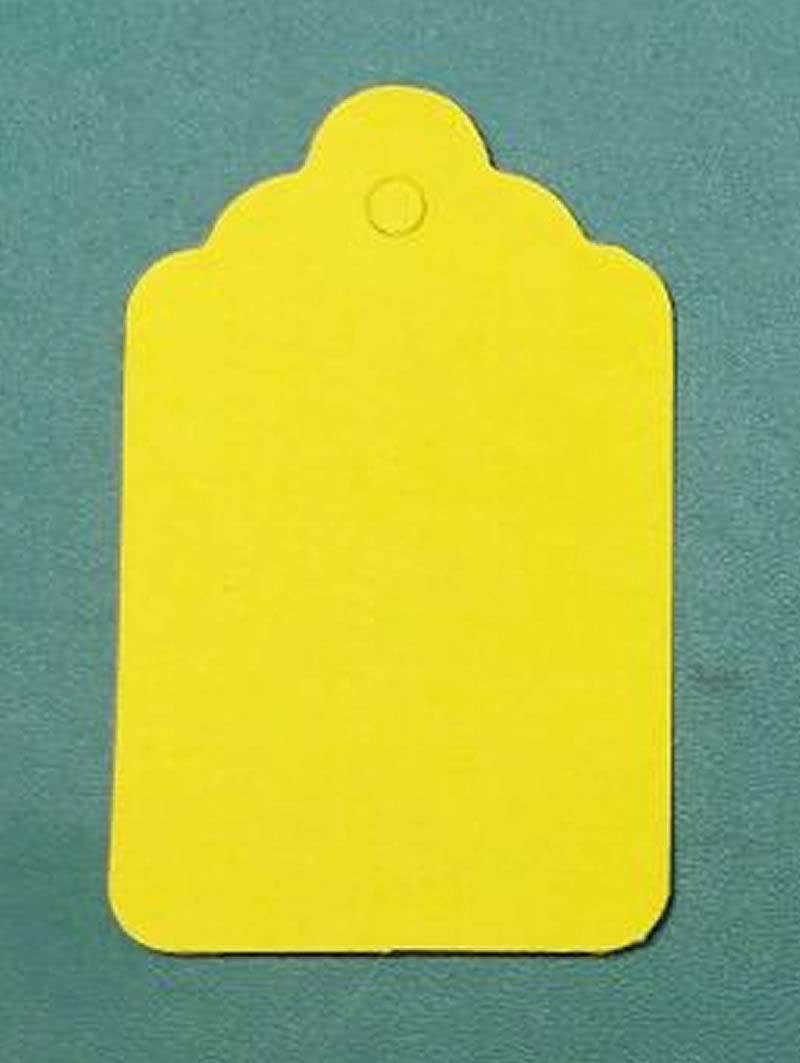 1000 Coloured Kraft UnStrung Tags Swing Price Ticket Jewellery Labels (Yellow, 32mm X 22mm)