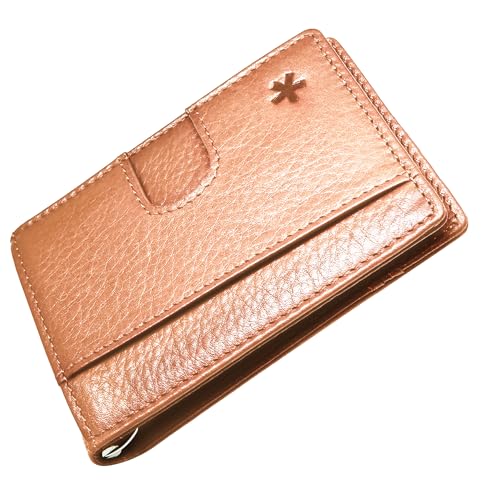 Image of Swear Brands Full Grain Leather Wallet with RFID Blocking & Money Clip - Minimalist Bifold Wallet Holds 12 Cards - Easy Access Pull Tab - Ethically Sourced (Tan)