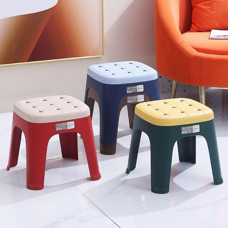 Divik Plastic Table Stool | Plastic Chair Home Change Shoes Stools Small Square Stool Children Dining Chair Stools, Easy to Clean Storage Footstool | Very Suitable for Use in The Kitchen, Bathroom-image-27