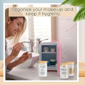 Tessco 6 Pcs Apothecary Jars Glass Jars with Lids for Bathroom Qtip Holder Glass Cotton Ball Holder for Home Bathroom Farmhouse Storage Containers Makeup Organizer Decoration Tessco 6 Pcs Apothecary Jars Glass Jars with Lids for Bathroom Qtip Holder Glass Cotton Ball Holder for Home Bathroom Farmhouse Storage Containers Makeup Organizer Decoration