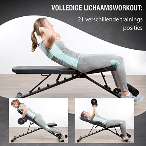 Ultrasport 5-1/9-1 All-in-One opvouwbare gewichtsbank, multifunctionele trainingsbank, 18-voudig verstelbare bank, flat/tilt/negative, buikspierbank, curlbank, krachttraining - Image 8