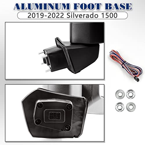 Switchback Towing Mirror Compatible For 2019-2022 Chevy Silverado 1500 Tow Mirror With Power Adjusted Glass Heated Turn Signal Light Puddle Light Backup Lamp Clear #TOP6