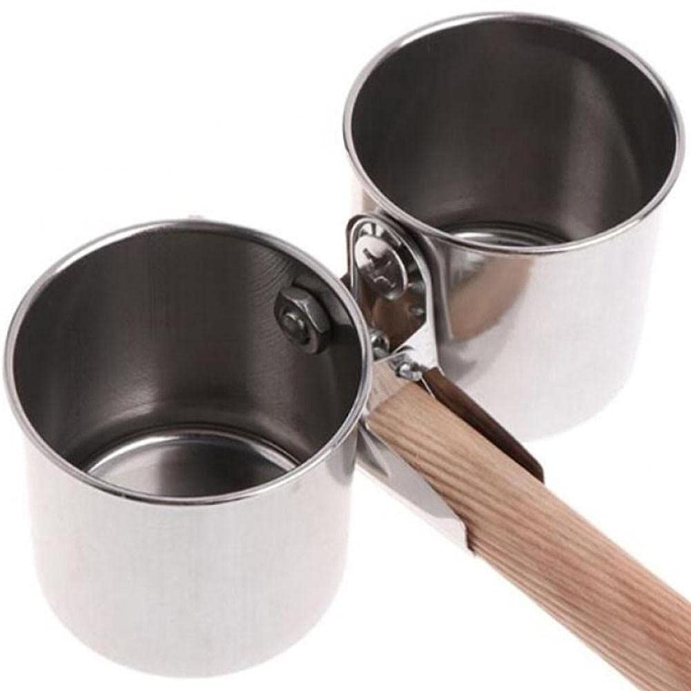 Ruluti Stainless Steel Birds Parrot Feeder 2 Cups Round Bird Aviary Hanging Dishes Food Water Feeding Bowl Pets Cage Clip Cup Dispenser 6 * 6cm
