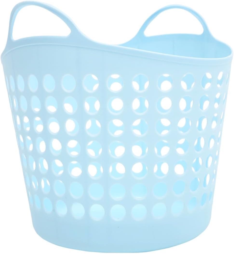VICASKY Portable Hollow Laundry Hamper with Handle Medium Round Reusable Basket for Bathroom and Bedroom Breathable Storage for Dirty Clothes Pressure Resistant Household Washing Organizer