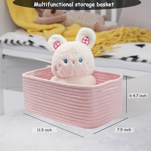 Image of COMFY HOMI 11.5 inchx7.5 inchx4.7 inch Storage Baskets for Organizing | Cotton Rope Woven Basket | Toy Storage Bin Box | Basket for Shelves, Closet Organizer Bin, Decorative Closet Shelf, 3 Pack,