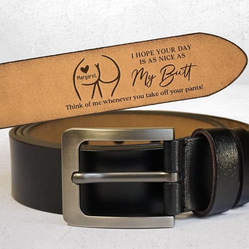 I Hope Your Day Is as Nice as My Butt, Funny Leather Belt for Husband, Custom Men's Engraved Leather Belt, Funny Gift for Husband on Christmas, Husband Gifts from Wife, Belt for Groom Men2