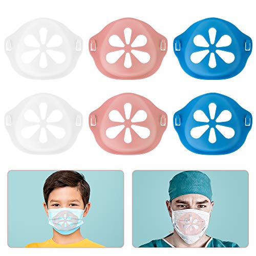 6 Pcs 3D Face Shield Inner Support Frame, Homemade Silicone Washable Reusable Bracket for Lipstick Protection and Supporting More Breathing Space