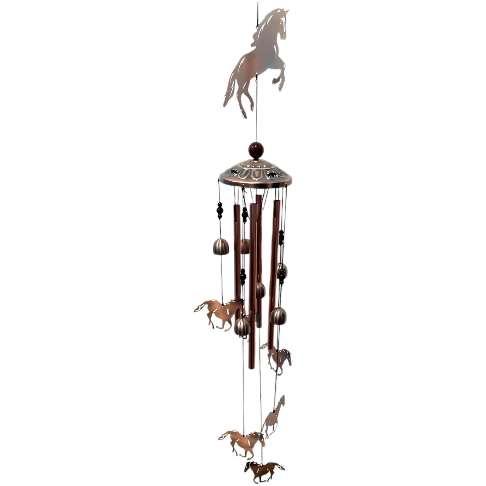Carillon éolien cheval en métal cuivre rouge 30x12x5cm