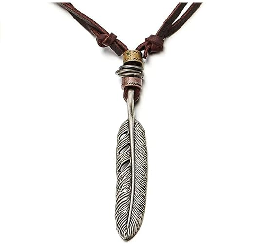 COOLSTEELANDBEYOND Mens Women Vintage Feather Pendant Necklace