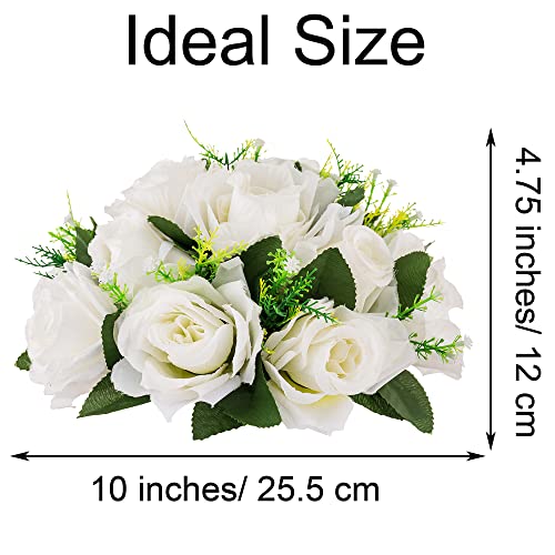 Inweder Wedding Flower Balls For Centerpieces - 2 Pcs Artificial Flower Ball Arrangement Bouquet, Fake Flowers Rose Balls For Weddings, Birthday Party, Valentine's Day, Home Decor, White #TOP6