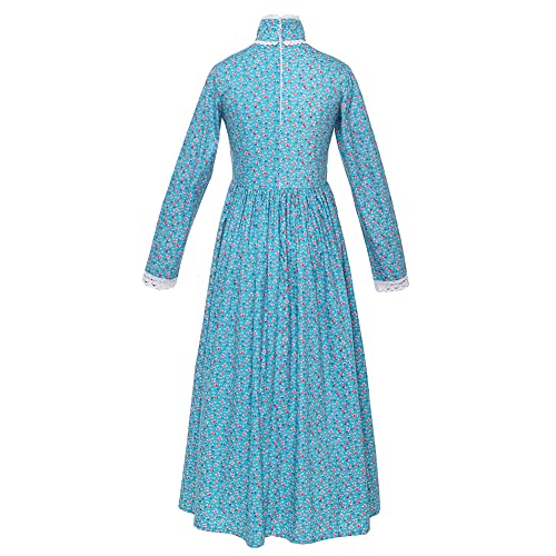 Graceart Pioneer Costume Colonial Prairie Dress For Girls 100% Cotton (Blue,Size-8) #TOP1