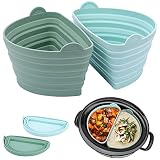 YiMmn.WS Slow Cooker Divider Liner fit 6-7 QT Crockpots & Hamilton, Reusable Silicone Crockpot Divid
