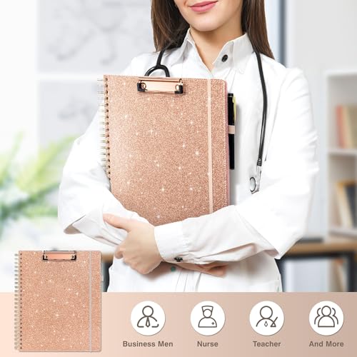 Porte-bloc avec rangement zippé et organiseur à spirale en cuir