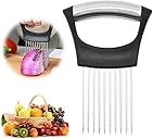 Onion Holder for Slicing, Stainless Steel Slicer Onion Cutter for Slicing, Vegetable Cutter for Potato and Tomato, Lemon Avocados, Eggs, Food Slicer Assistant Tool (1 PCS)