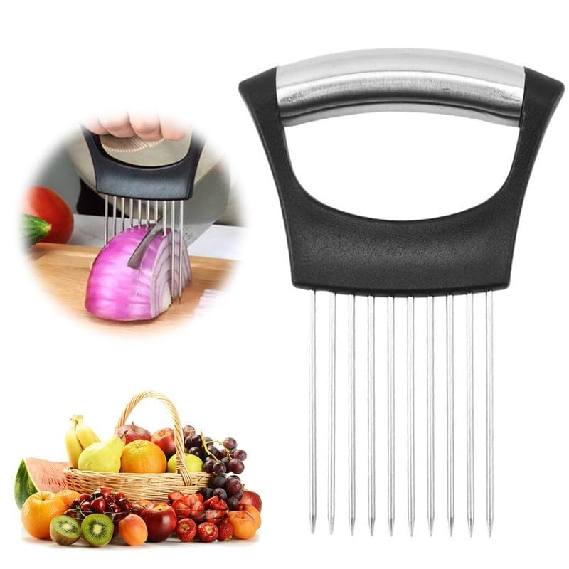 Onion Holder for Slicing Stainless Steel Slicer Onion Cutter for Slicing Vegetable Cutter for Potato and Tomato Lemon