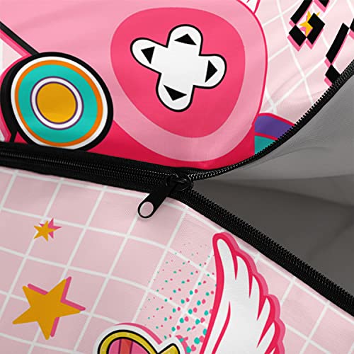 Bolsa de dormir para niños, color rosa con estampado de gamepad, ligera, cálida, portátil, resistente al agua y al frío para camping y senderismo miniatura 5