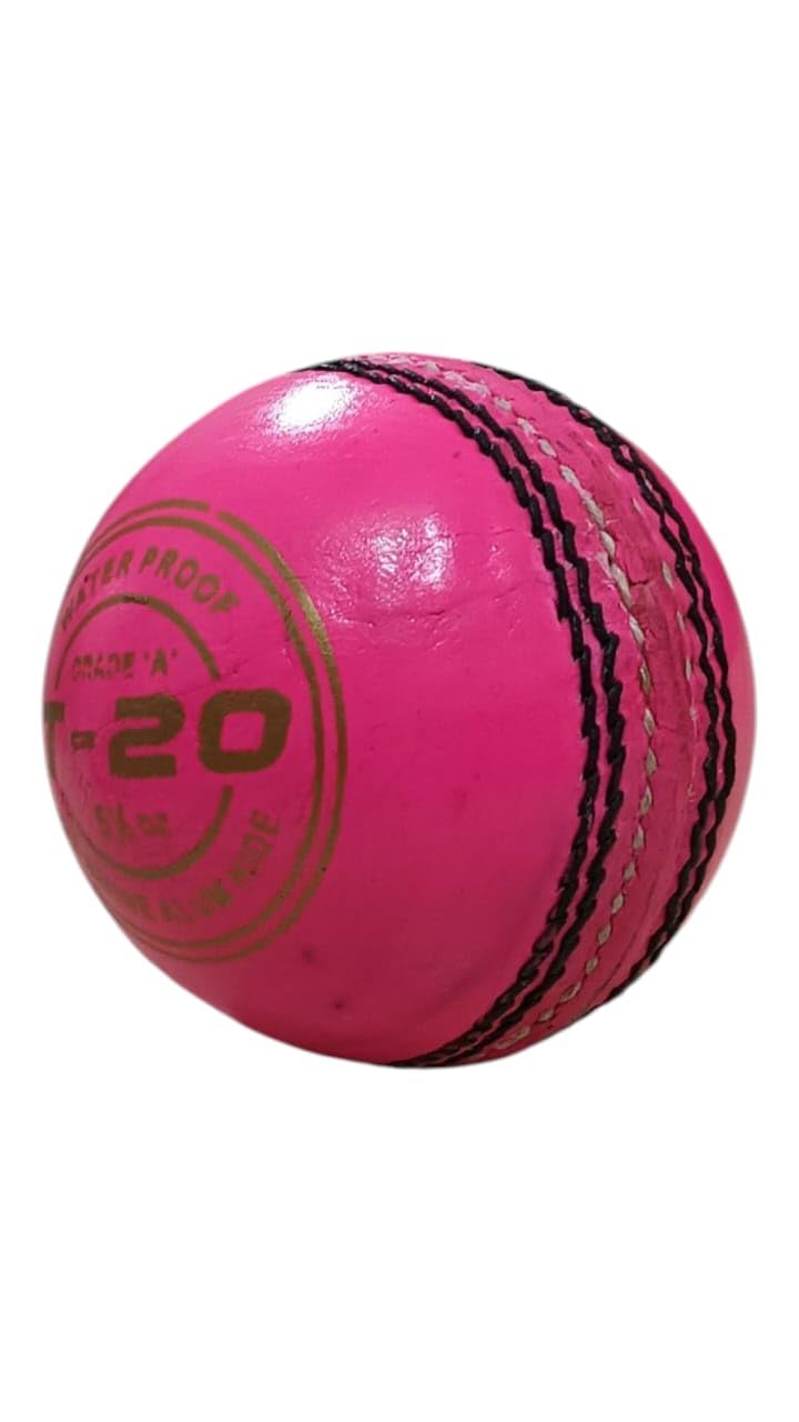 T20 Professional Leather Cricket Ball, Pink, 4-Panel Construction, Grade A Match Ball-image-17