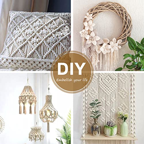 Macrame Cord 4Mm X 220 Yards, Natural Cotton Macrame Rope - 4 Strands Twisted Braided Cotton Cord For Wall Hanging, Plant Hangers, Crafts, Soft Undyed Craft Cord (4Mmx220Yd, Natural Color) #TOP4