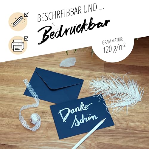 Japun – Briefumschläge (100 Stück) aus Papier, Kuvert, Umschlag ohne Fenster - DIN C6-162 x 114 mm - blau