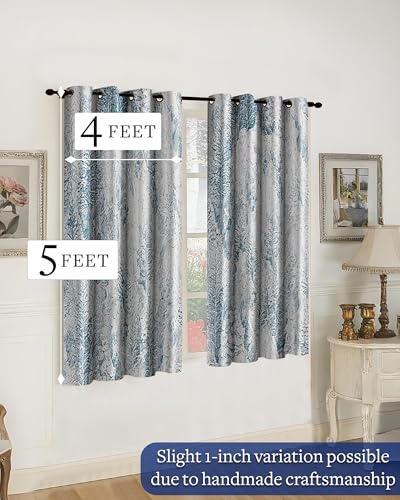 Image of Cloth Fusion Printed 100% Blackout Window Curtains 5 Feet Long Set of 2