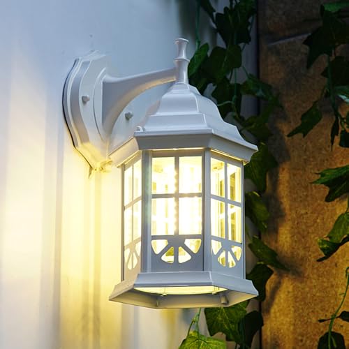 FDOIUTU Aplique de exterior, E27 farol para porche,Impermeable para jardín Lighting, Aplique metálico,Bombilla no Incluida, Valla Patio Balcón Entrada Garaje Valla (Blanco)
