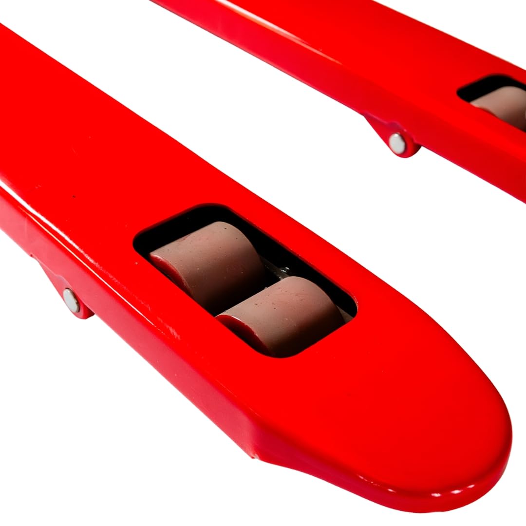 Transpaleta Manual ROMUX Industrial 3000 Kg / 3 Toneladas - Agarre Ergonómico - Ruedas de Poliuretano (PU) Silenciosas - Horquilla 550x1150 mm - Ideal para Almacén, Logística y Carga Pesada (Rojo)