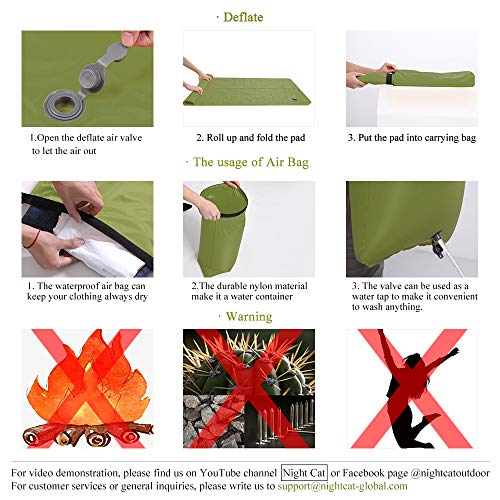 Almofadas de dormir infláveis para gatos noturnos com travesseiro e bolsa de ar para acampamento, mo