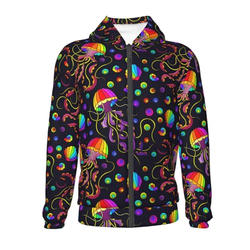 Rainbow Jellyfishes Kid Hoodies Boys Zip Up Sweatshirts Girls Pullover with Pocket2