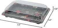 Vista 4 de EcoQuality Bandejas de sushi negras con tapas de 7.25 x 5 pulgadas, caja de embalaje desechable de sushi, contenedor de transporte, cajas