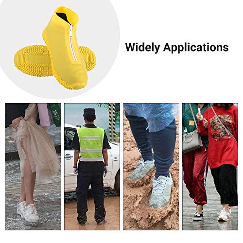 ATOFUL Reusable Silicone Waterproof Shoe Covers, Silicone Shoe Covers with Zipper No-Slip Silicone Rubber Shoe Protectors for Kids,Men and Women (Yellow, L) - Thumbnail 7