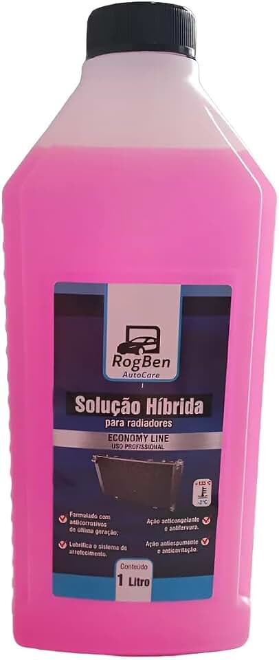 Aditivo Radiador Orgânico Solução Híbrida Pronto para Uso Rosa 1 Litro para Carros e Motos RogBen