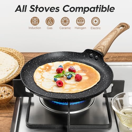 Image of Michelangelo Dosa Tawa Non Stick Pan 24Cm, Non Stick Tawa For Roti, Induction Tawa Dosa Pan, Tawa For Dosa, Non Stick Dosa Tawa 24Cm, Black
