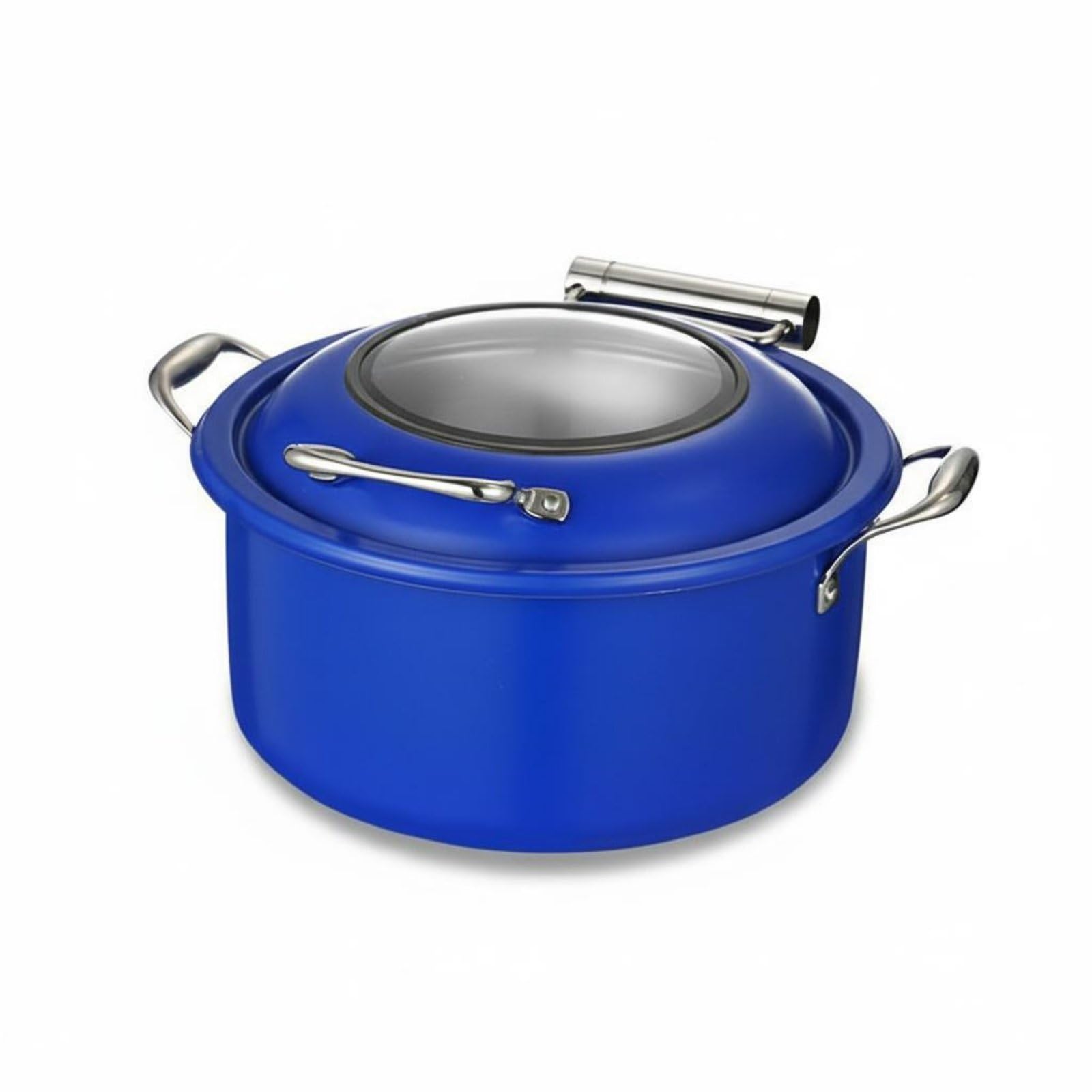 kowaku Calentador de Acero Inoxidable Bufetera de Acero 304 Horno de Calentamiento Bandeja para Servir con Ventana de Vidrio y Manijas Resistentes Tapa con, Azul Estándar
