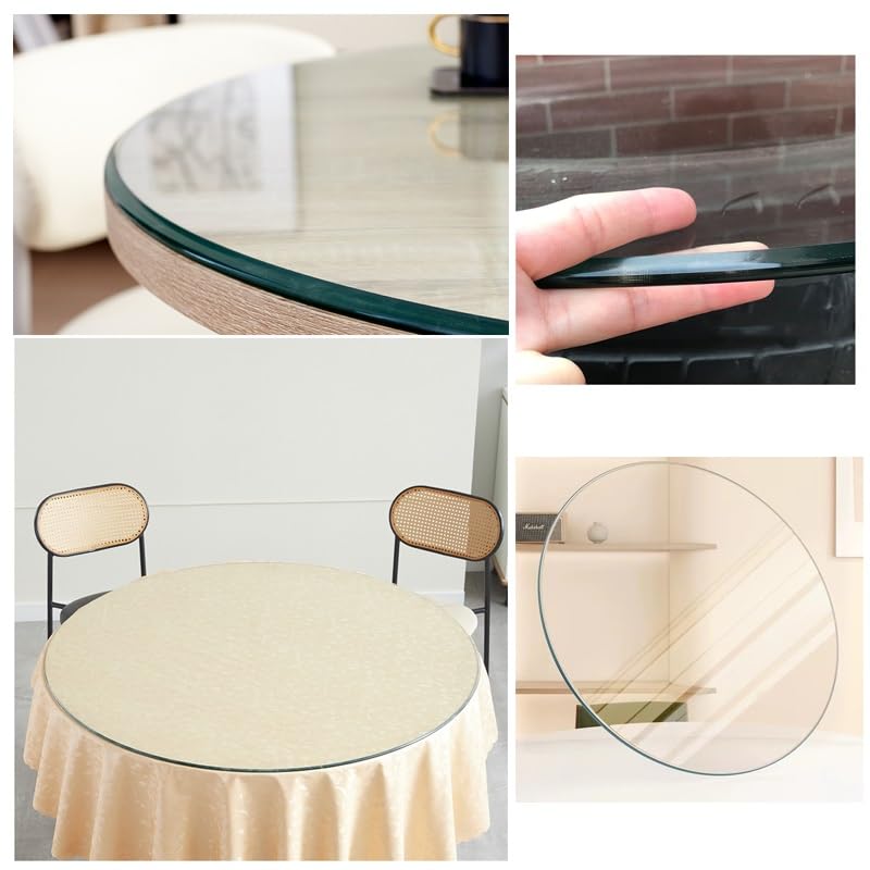 Vidrio templado redondo de 40,6 cm resistente al calor con borde biselado elegante 4