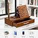 Adjustable Wooden Book Stand with Storage - Multi-Function Hands Free Book Holder for Books, Tablets & Recipes with Cup Slot, Pen Groove & Page Holder - Perfect Kitchen Counter & Gifts for Book Lovers