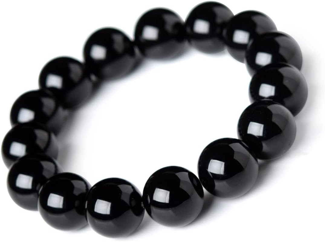 DczosilyDczosily Natural Onyx Bracelet for Men Women Handmade Agate Beaded Stretch Bracelet Crystal Jewelry Healing Bracelets 6/8/10/12/14/16MM (8mm, Black Onyx)