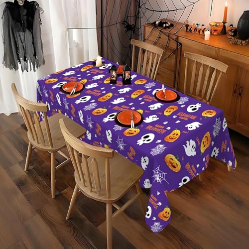 Image of ATFUNSHOP 4 Packs Halloween Tablecloth Disposable Table Cover 54X108 Halloween Decorations Kids Birthday Party Decor for Kids, Spooky Waterproof Spillproof Table Cloth - Perfect for Dinner